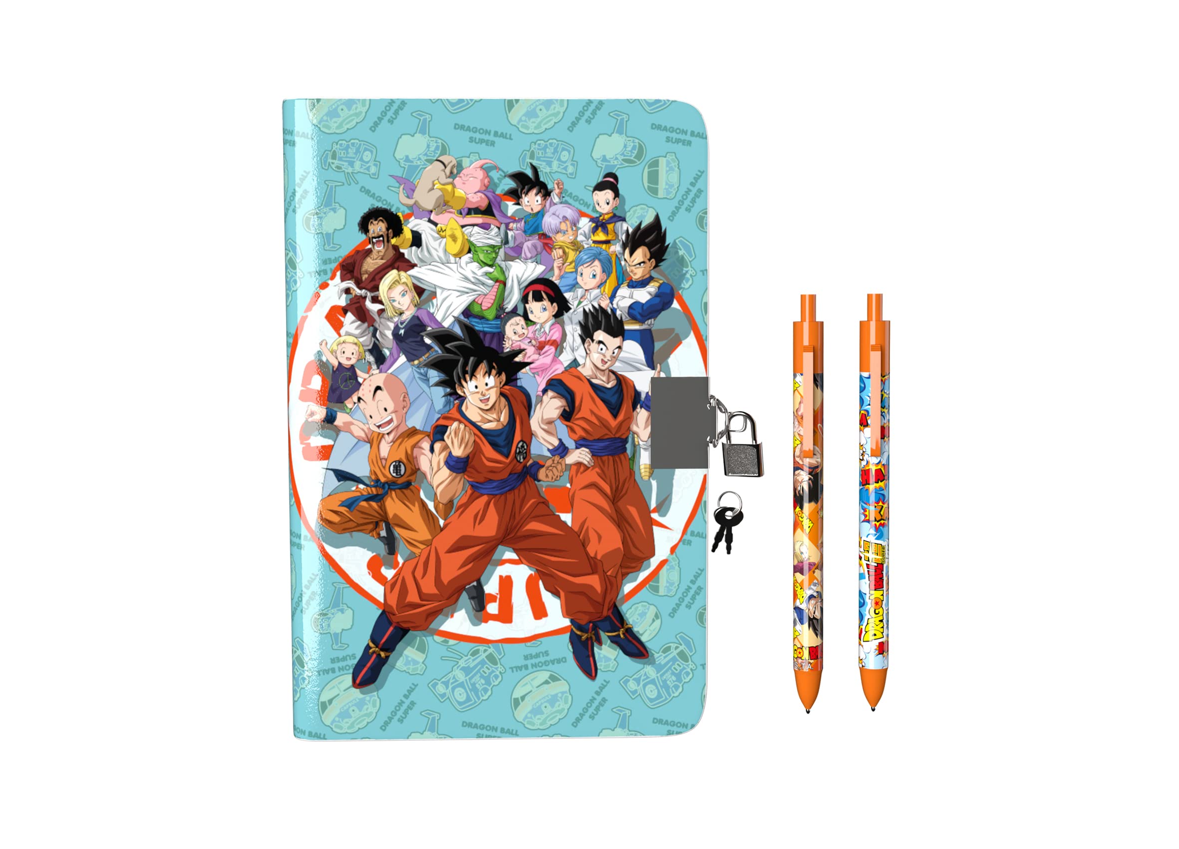 Dragon Ball-Set Regalo Diario y bolígrafos, Caja de Regalo, Set de Escritura, Diario con candado, Multicolor, Producto Oficial (CyP Brands)