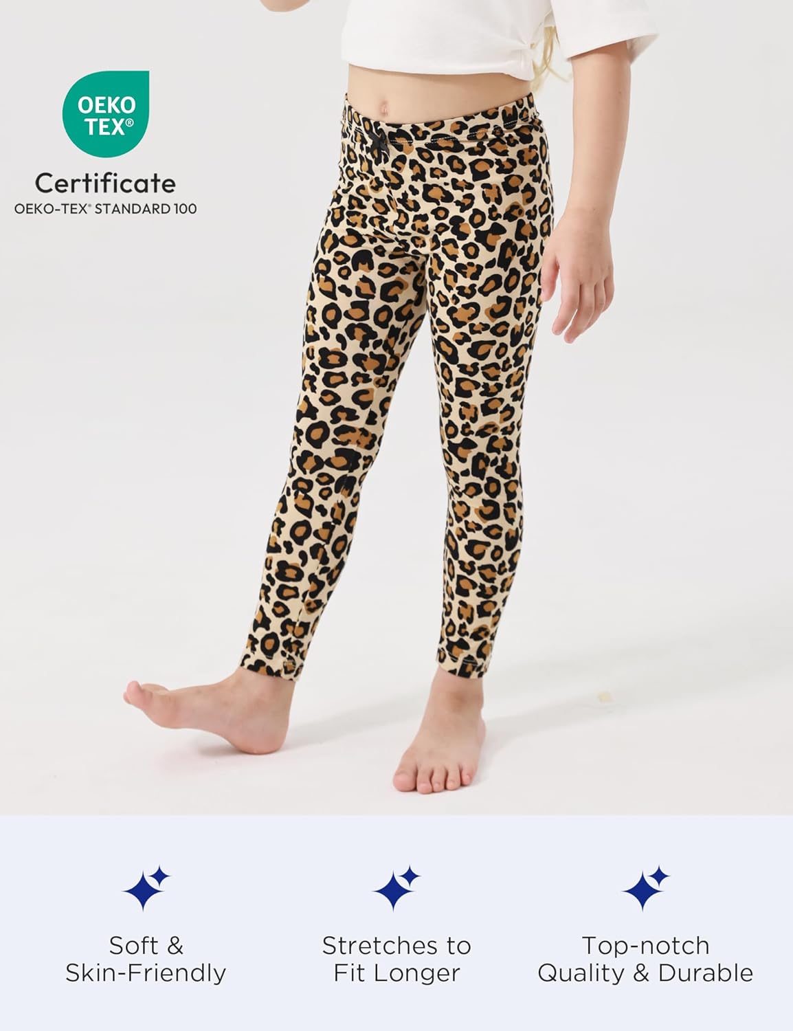 Toddler Girls Leggings 2-Pack Bamboo Viscose Little Girls Casual Stretch Pants - Image 3