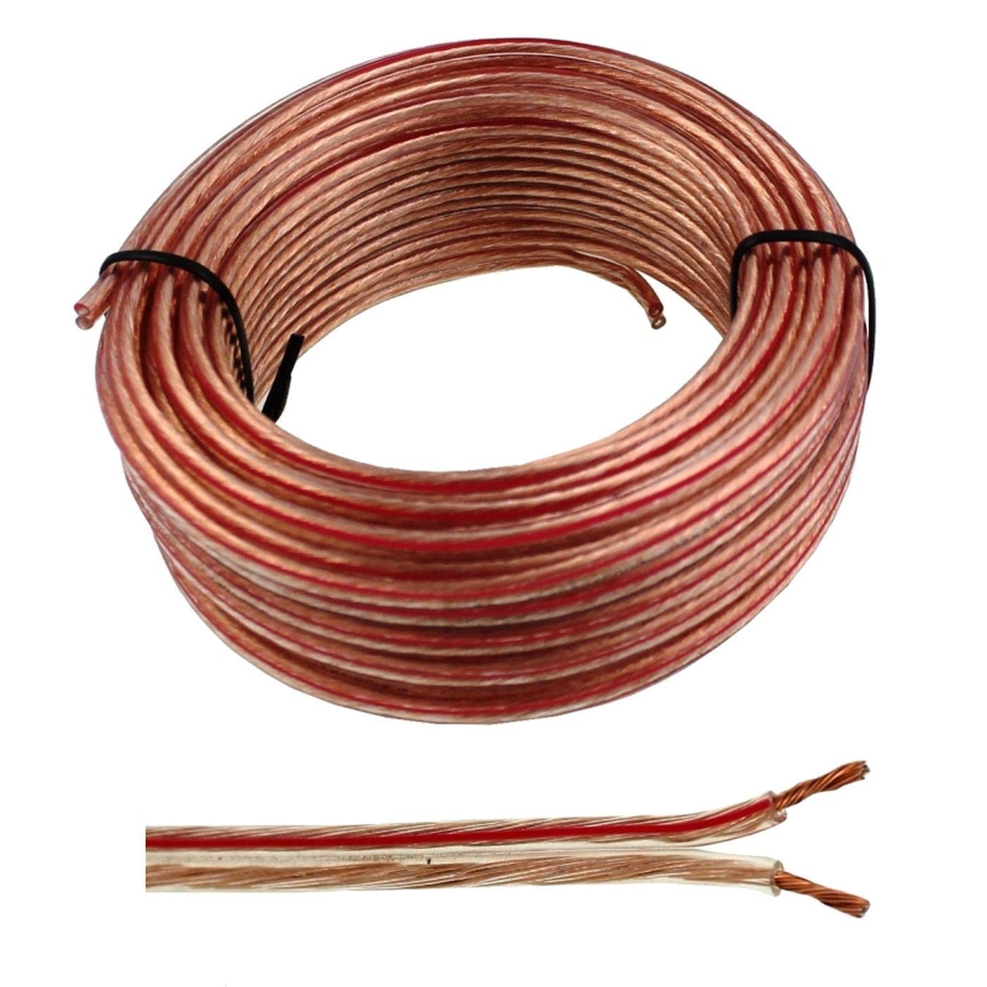 Kabel do głośników 2 x 0,75 mm2-10 m - przezroczysty - CCA - kabel audio - kabel skrzynkowy