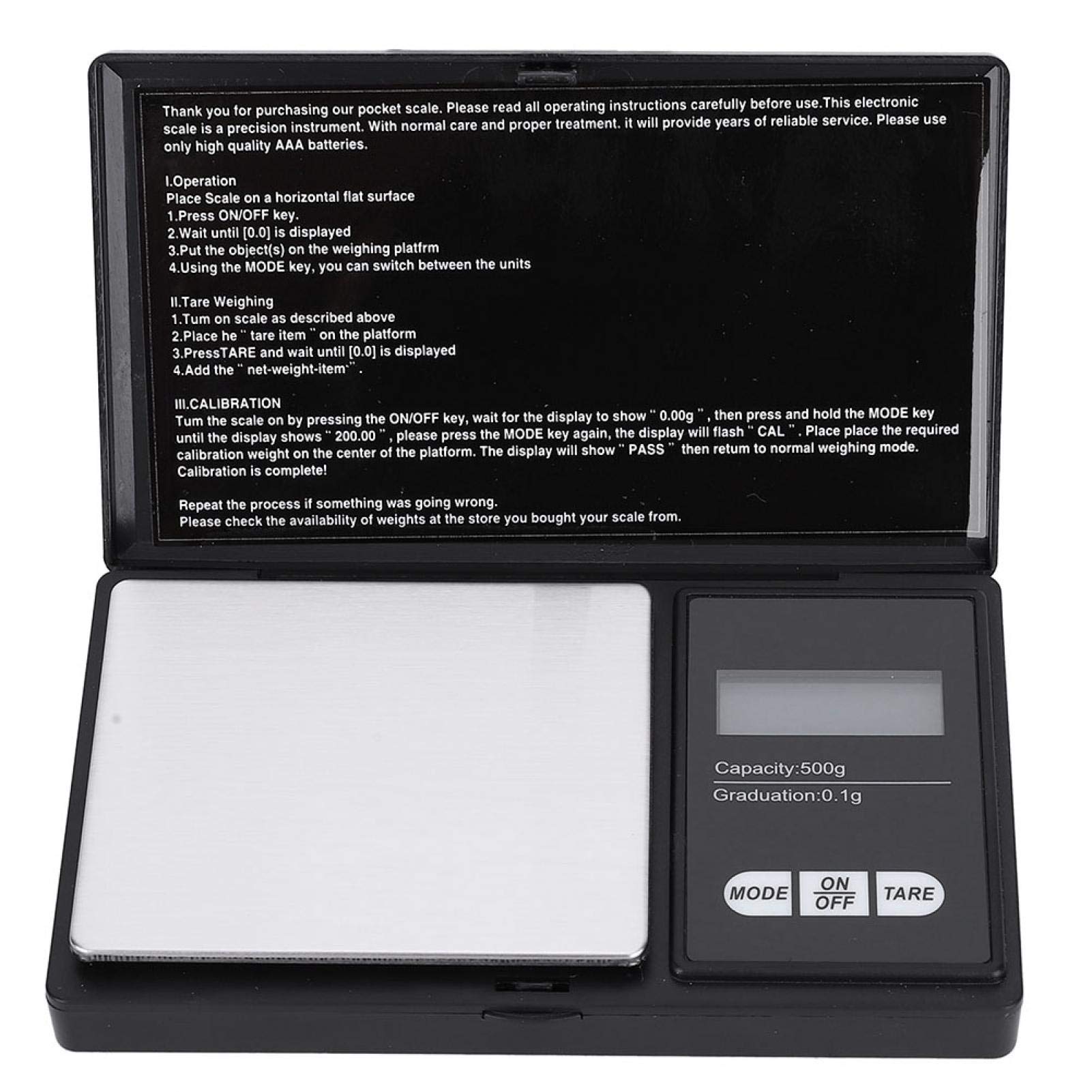 Akozon Mini przenośna wysoka precyzja LED cyfrowa Pocket Scale złoty srebrny diament biżuteria kamień (500 g/0,1 g)