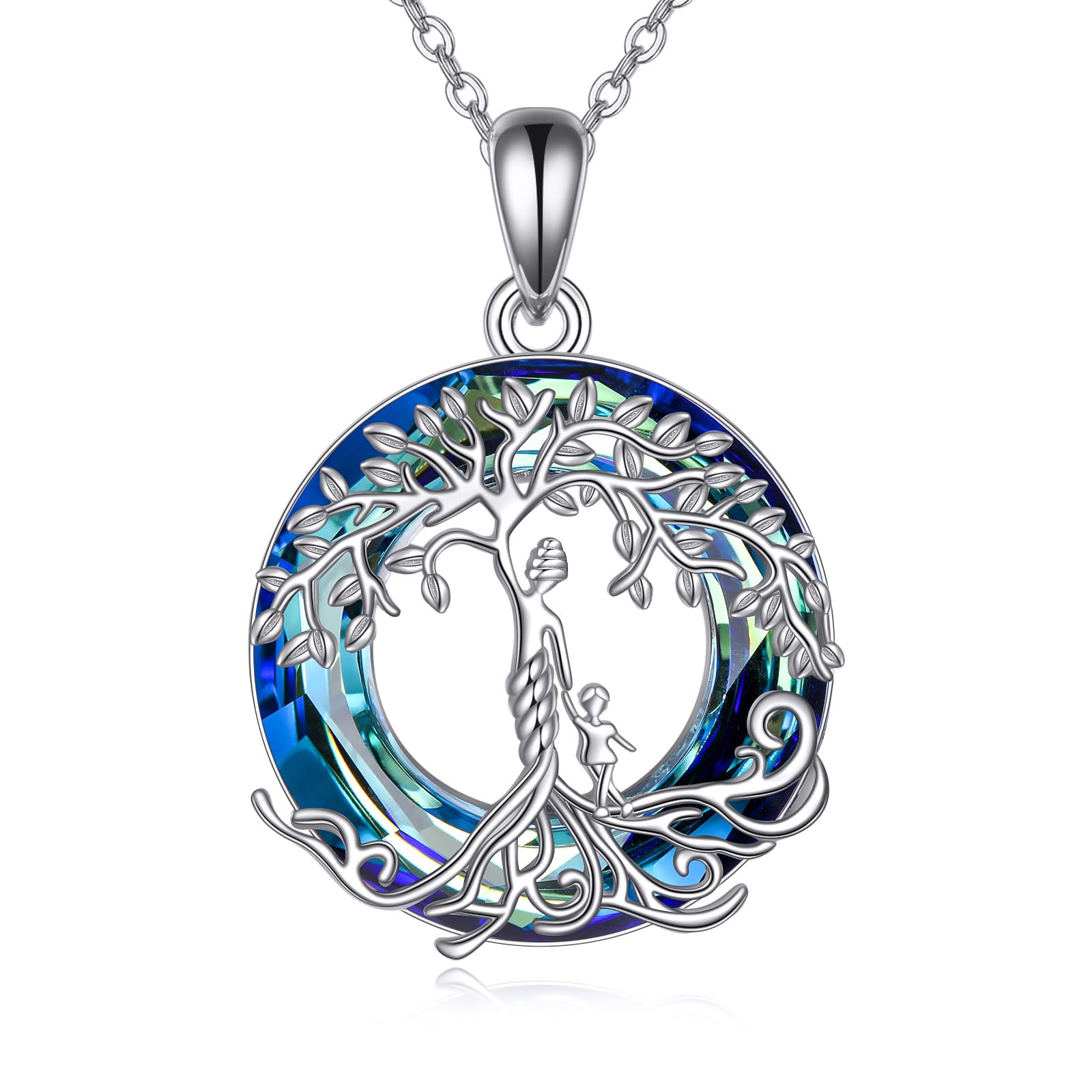 ONEFINITY Madre Collana in argento Sterling 925 con albero della vita, madre e figlia, collana per la festa della mamma, gioielli per la mamma, Cristallo