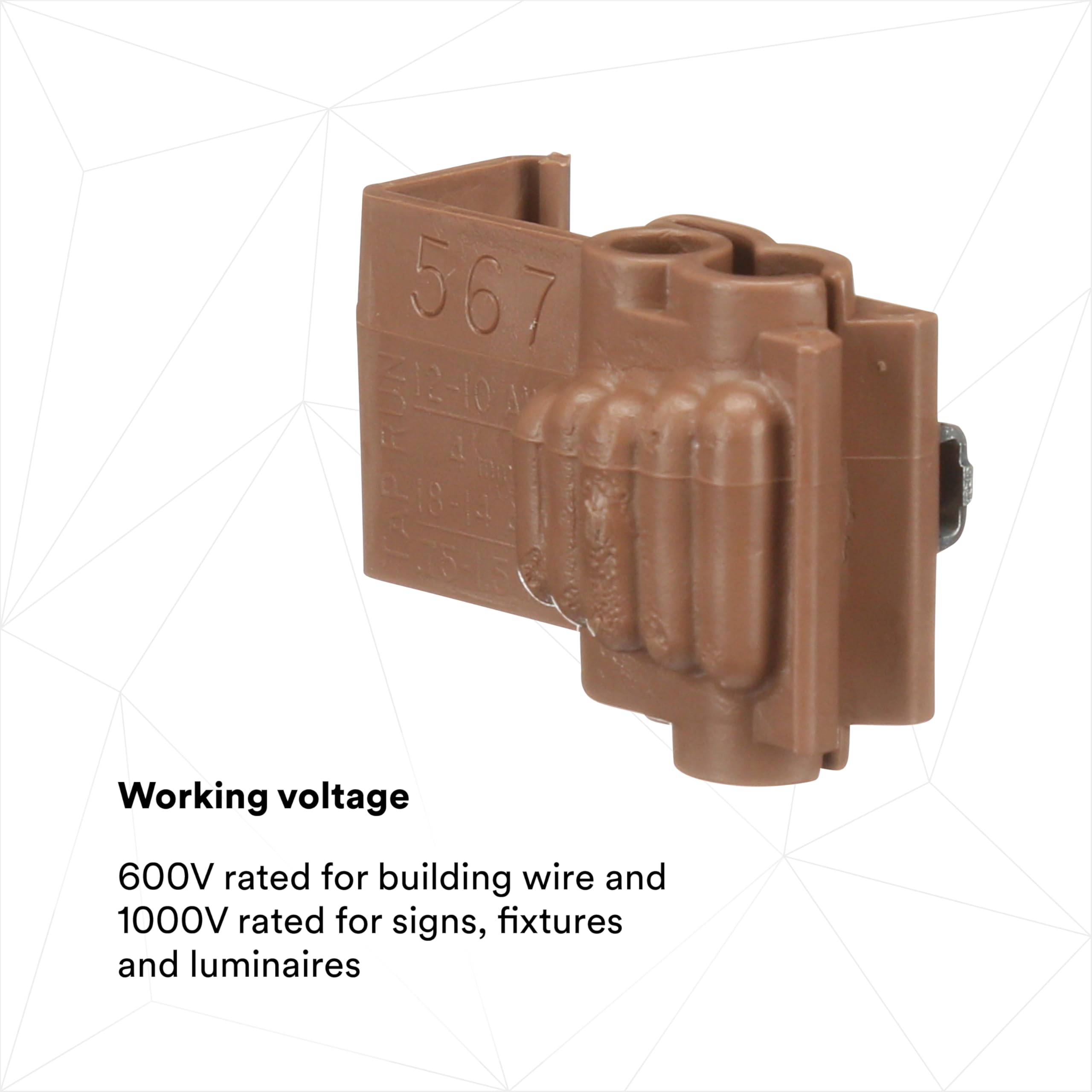 3M Electrical IDC 567-Pouch, Run and Tap, Brown, 18-14 Awg (Tap), 12-10 Awg (Run), 100 per pouch