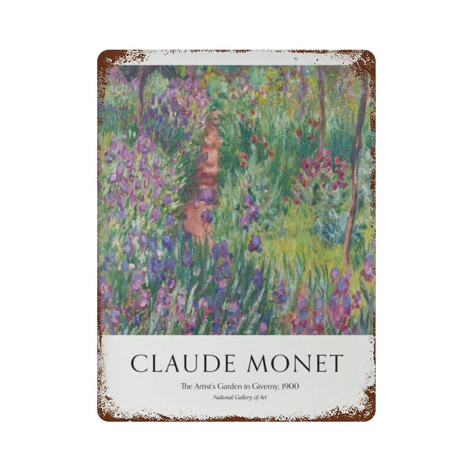 xiaoxiaoshen Monet 'the Ist’s Garden in Giverny' Exhibition Wall Decor Art Metal Tin Poster Modern Home Decor Art Home Bar Shop Decorations Vintage Sign 40x30cm