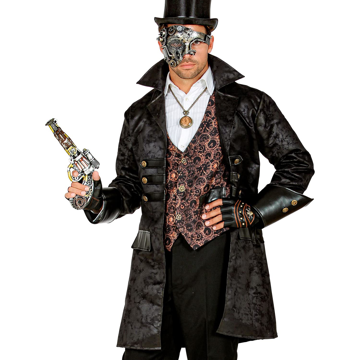 Widmann Costume Coat in Leather Look for Multiple Characters Steampunk Pirate Theme Party Carnival Fancy Dress