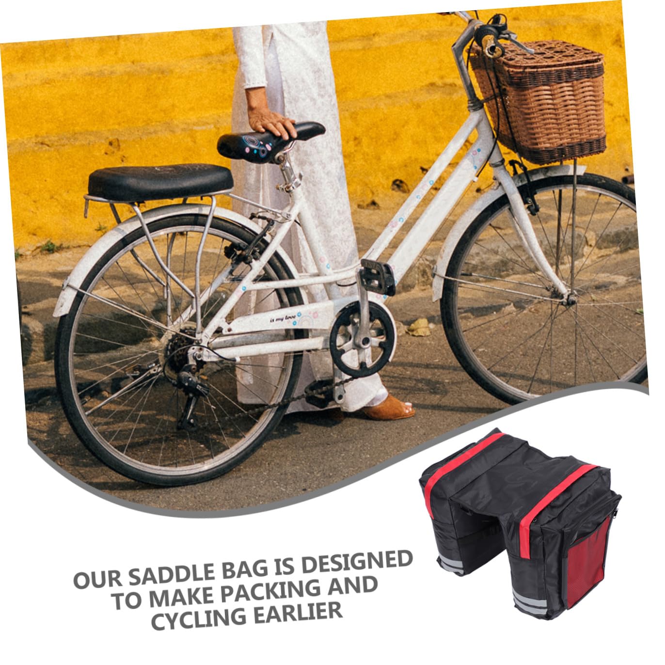 BESPORTBLE Borsa Posteriore per Portapacchi Bici Rossa, Pvc, Capiente | Installazione Semplice, Tasche a Rete per Oggetti Piccoli, Compatibile Fanale Posteriore