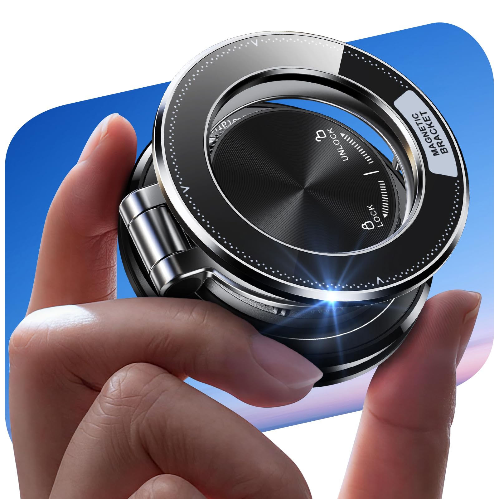 Glangeh Ultra Sottile in Metallo Porta Cellulare Auto Magnetico, [43KG Potente Sottovuoto+Gel Nano Ventosa] Supporto Telefono Auto 360° Rotazione, Porta Telefono Auto per MagSafe per Tutti Smartphone