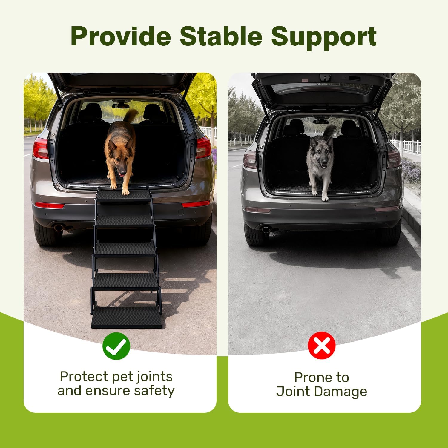 Rampa per Cani Pieghevole,Scaletta per Cani 5 Gradini, superficie antiscivolo, scala pieghevole per cani fino a 100 kg, per animali domestici, auto, SUV, furgoni