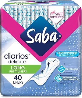Saba Diarios Long Pantiliners, Rapid Absorption Long Panty Liners for Women, Convenient Feminine Care for All Body Types & Sizes, 400 Count (10 Packs of 40)