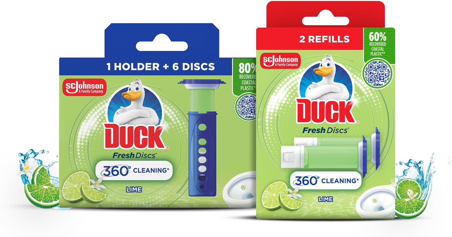 โ Fresh Discs Toilet Cleaner Starter Kits, Fights Stains That Harbour Germs, Prevents Limescale Build Up, Lime, Starter Kit (1 Holder + 3 Refill Tubes)