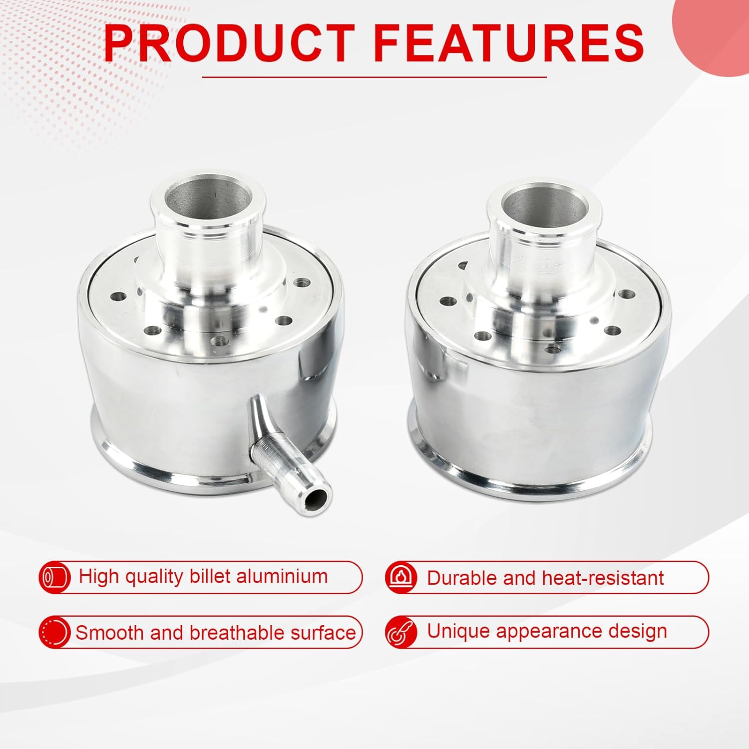 Silver Aluminum Smooth Valve Cover & Breather Combo with 2 Grommets Compatible with SBC BBC SBF For 1-1/4" Hole-2PC