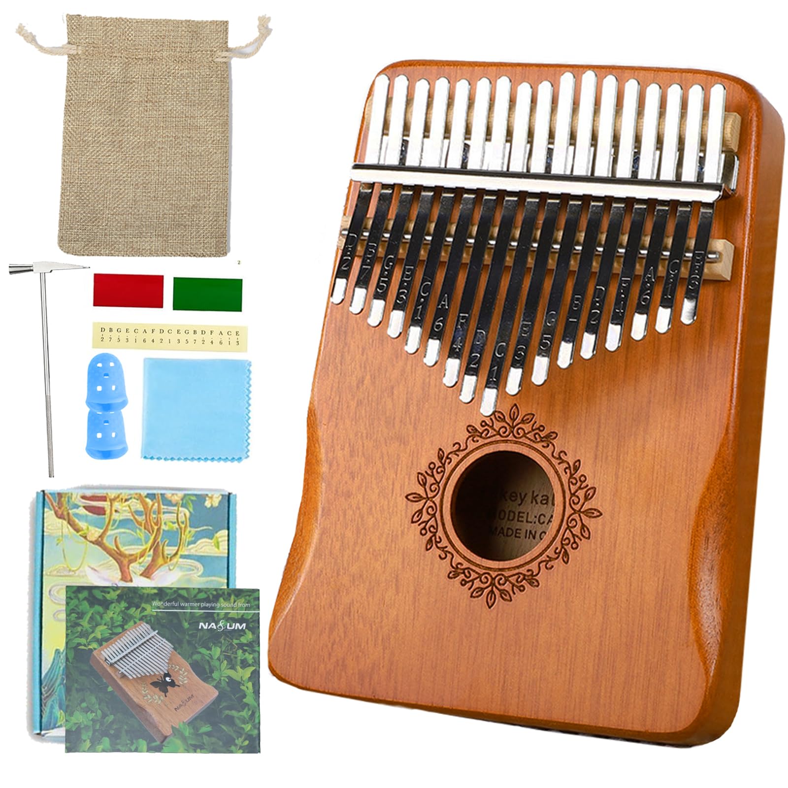 Amazon | Yoseka カリンバ 17キー 初心者セット 親指ピアノ 音階刻印