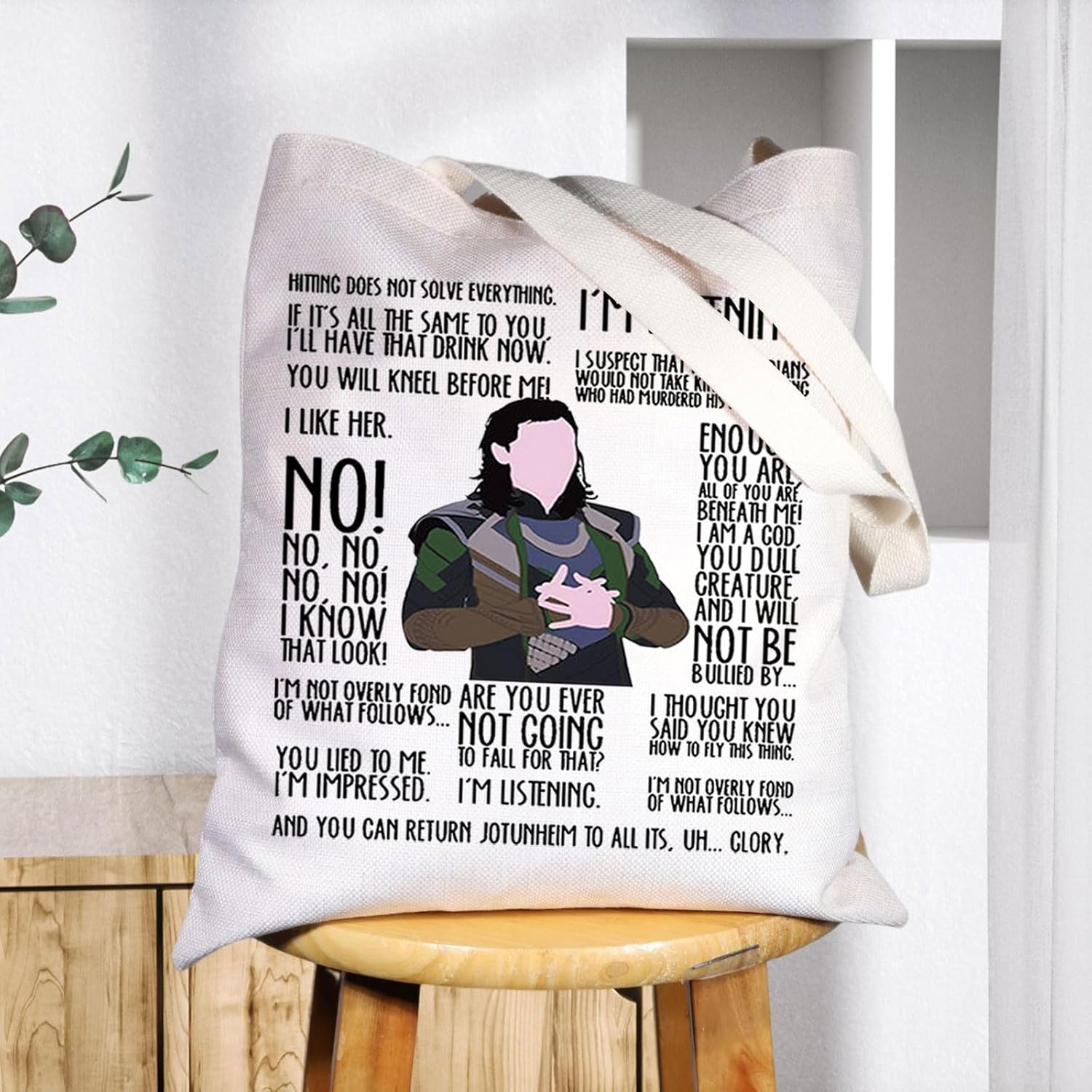 BWWKTOP Superhero Asgardian Tote Bag Laufeydottir Fans Gift Hitting Does Not Solve Every Thing Shoulder Bag