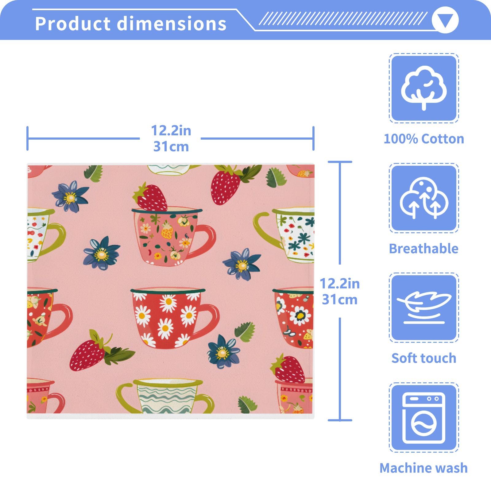 ALAZA Wash Cloth Set 100% Cotton Fingertip Towels Face Cloths Sets Cute Cups Highly Absorbent Soft Feel Set of 2