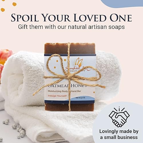 Miniatura 6 de Miel de avena - Barra de jabón para el cuerpo y las manos, jabón de baño hecho a mano, jabón de barra hidratante con cera de abejas, aceite