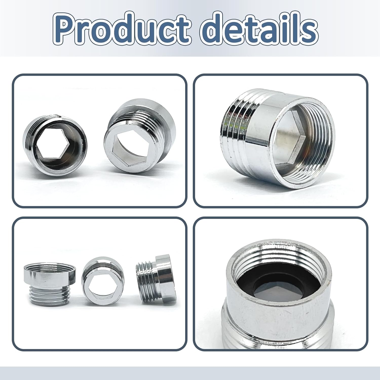2 Pcs 16mm Female to G1/2 Male Thread Metal Faucet Adaptor,Brass Kitchen Sink Aerator Adapter,For Connecting Water Filter,Garden Hose,With Gaske