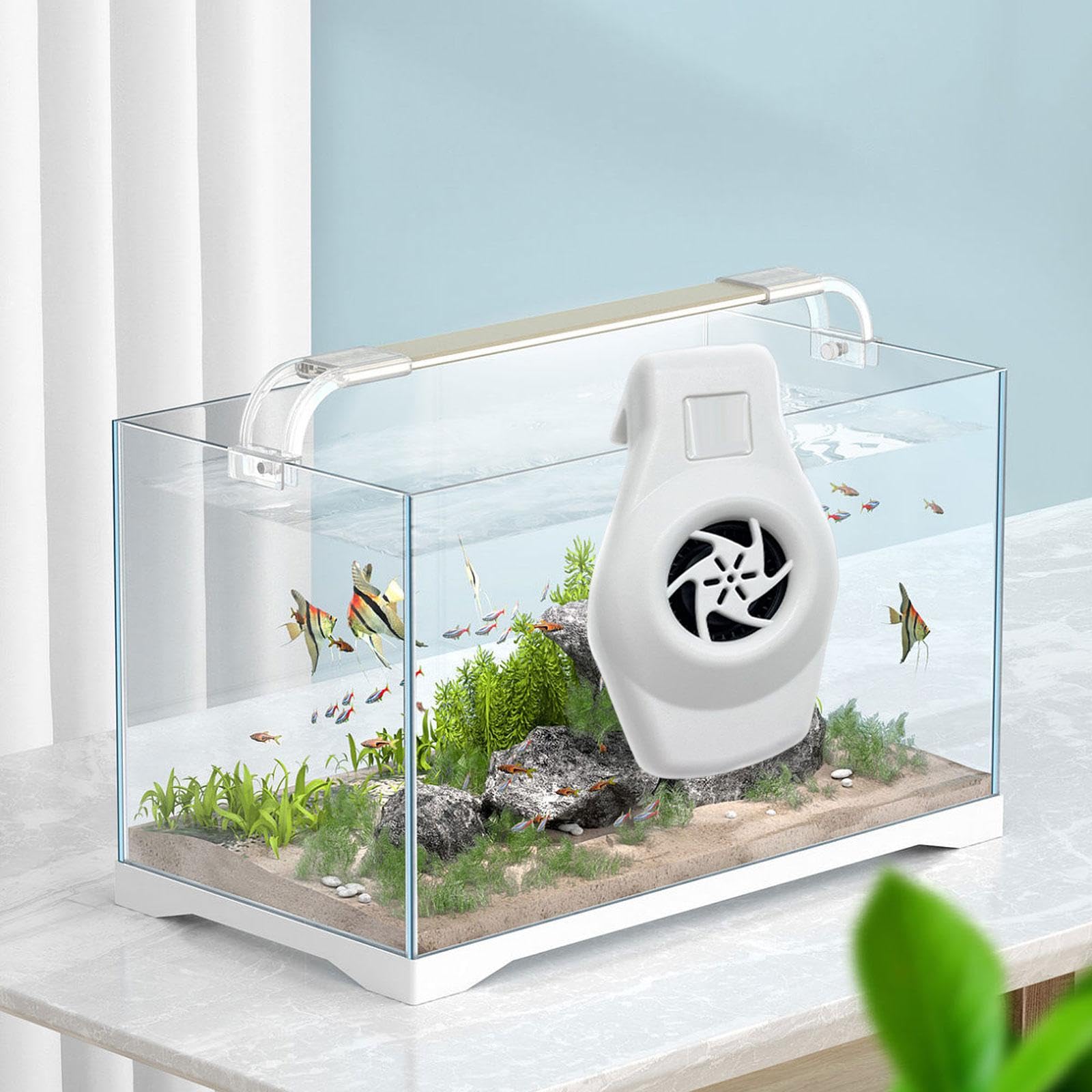Gralara Aquarium Chiller Aquarium Kühl Temperaturlüfter Fischbecken Kühl mit Zwei Geschwindigkeiten aus PP für Aquarien, Weiß