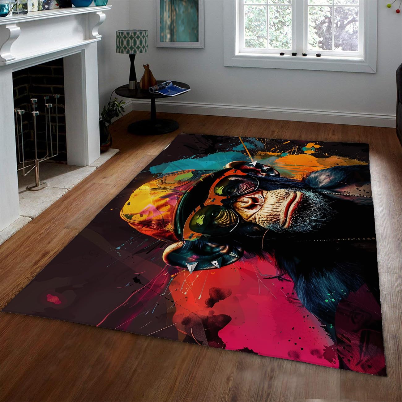 Tapis graffiti singe coloré idéal pour égayer le salon ou la chambre des enfants