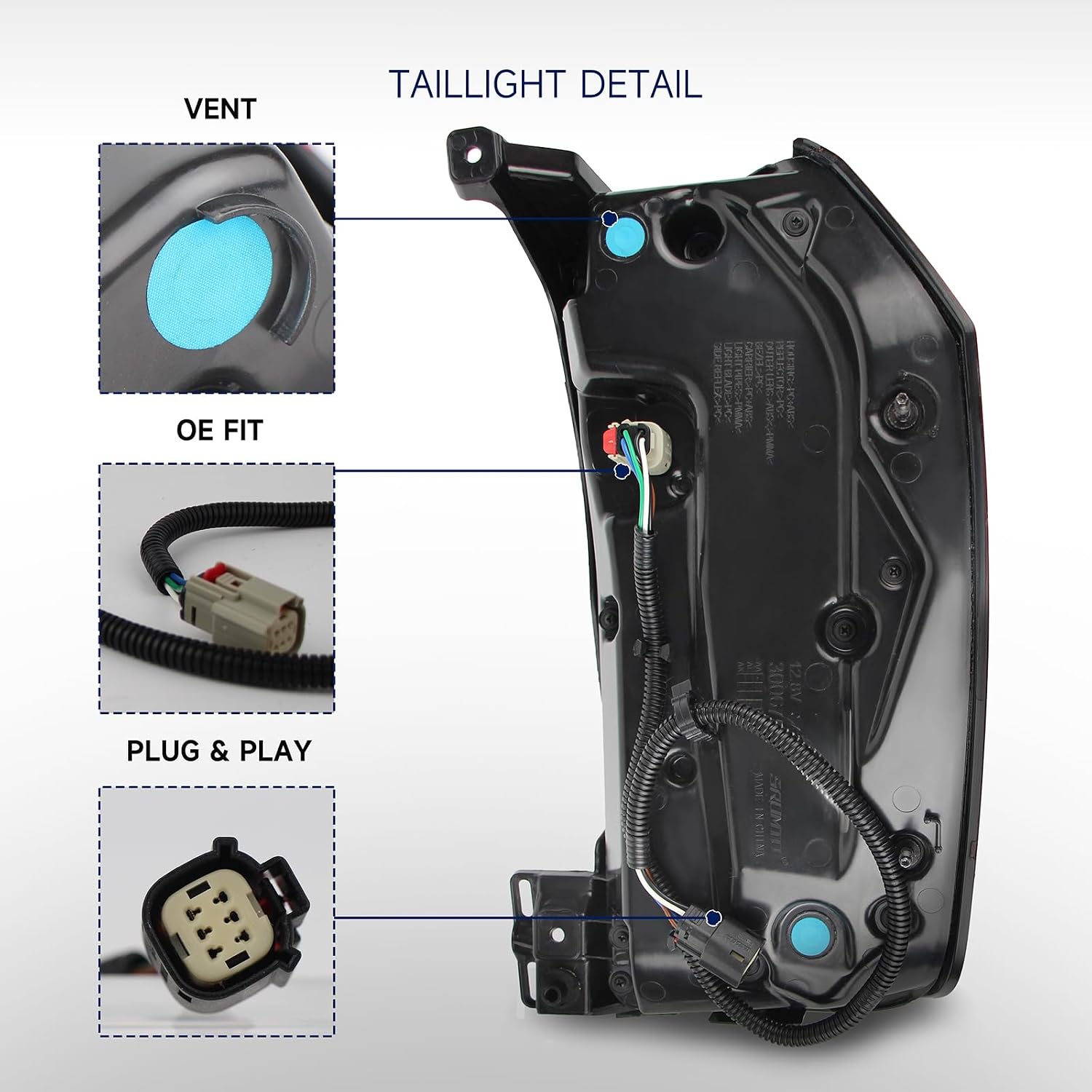 LED Tail Light Compatible with 2021 2022 2023 2024 GMC Yukon XL Denali AT4 SLE SLT Rear Taillight Assembly Left Driver Side LH Replace 84816392 GM2800317