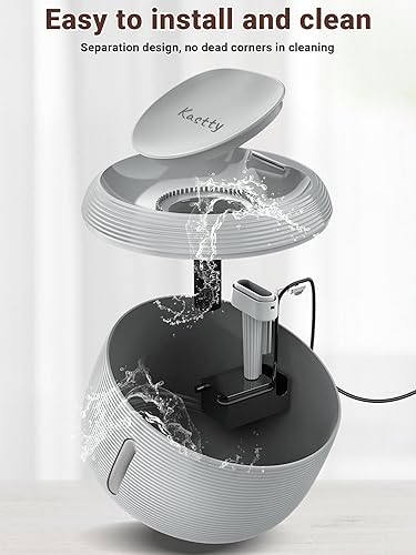 Miniatura 6 de Kastty Fuente de agua silenciosa para gatos de 3.5L118 onzas, fuente de agua para mascotas de gran capacidad para gatos, nivel de agua para