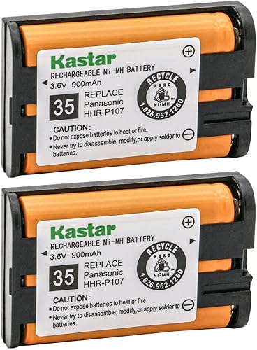Kastar Paquete de 2 baterías de repuesto de 3,6 V 900 mAh para Panasonic HHR-P107 HHRP107 HHR-P107A HHR-P107A1B HHR-P107A1B tipo 35 PQSUHGLA1ZA
