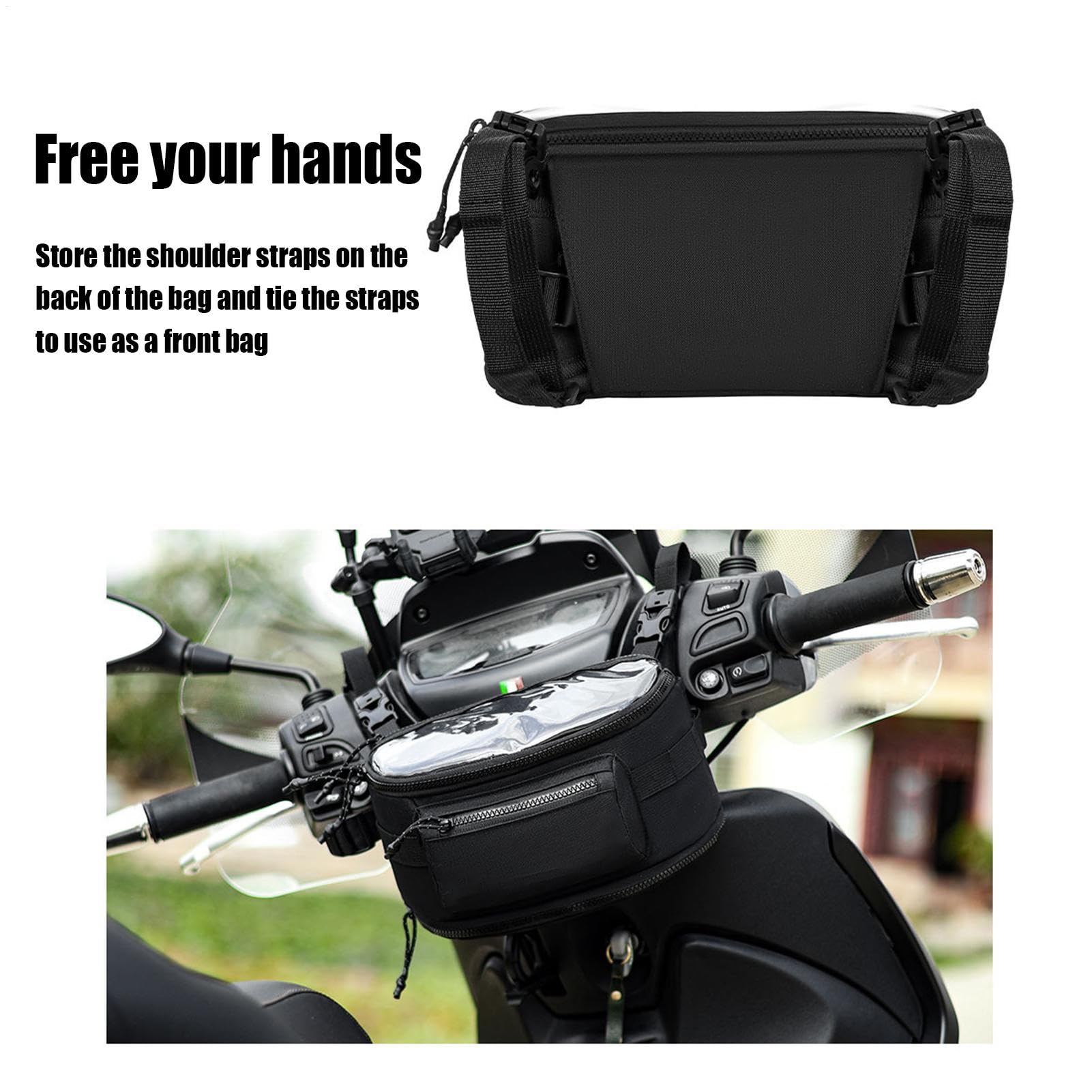 Borsa per moto touchscreen, borsa per la navigazione in moto - Touch Screen Oxford Cloth Handlebar Borsa,Custodia organizzatore multifunzionale, busta di finestra trasparente per telefono