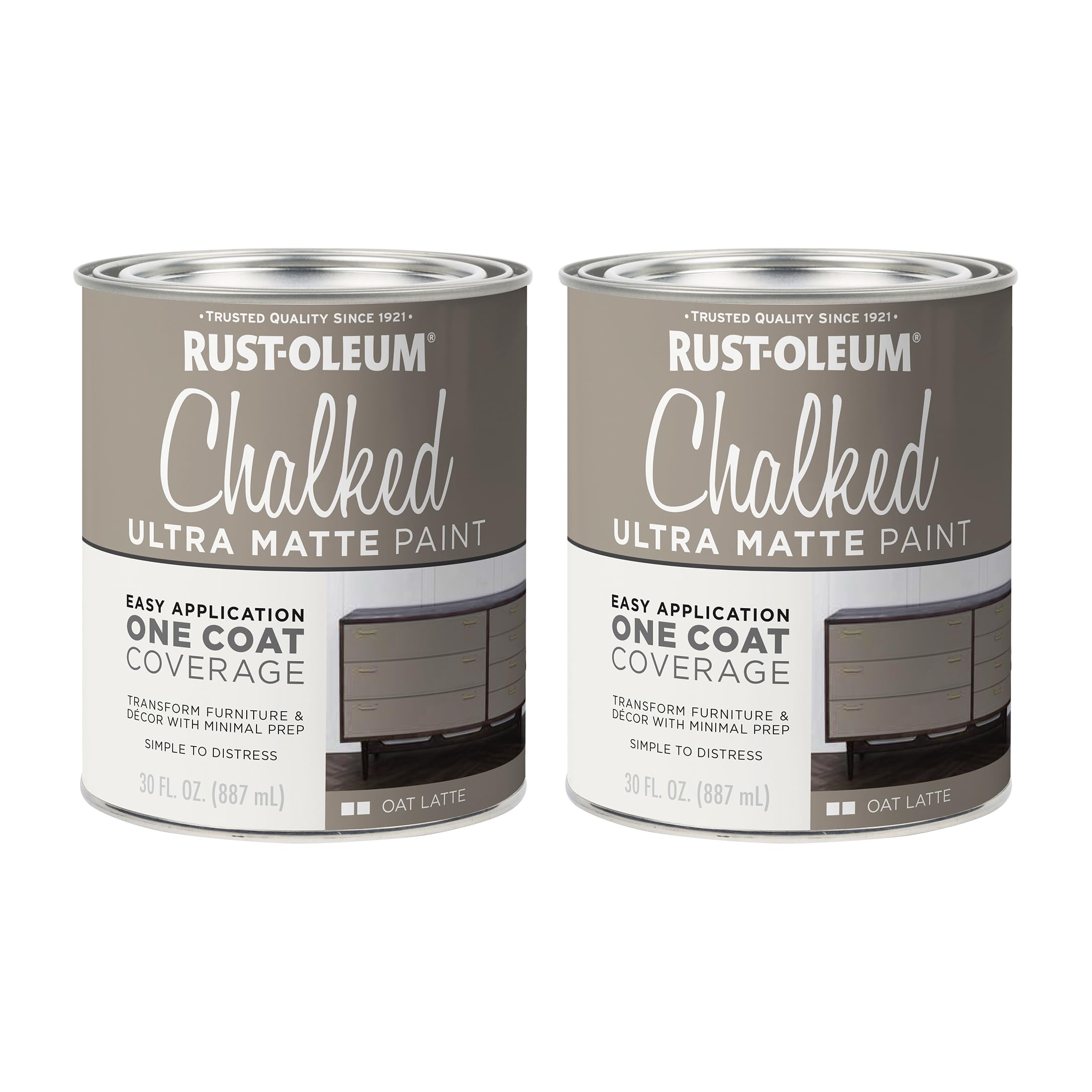 Rust-Oleum Oat Latte Chalked All-in-One Ultra Matte Paint | One Coat Coverage | No Primer, Sanding, Or Topcoat Needed | Easy Clean Up | Made in USA | 30 OZ | 2 Pack