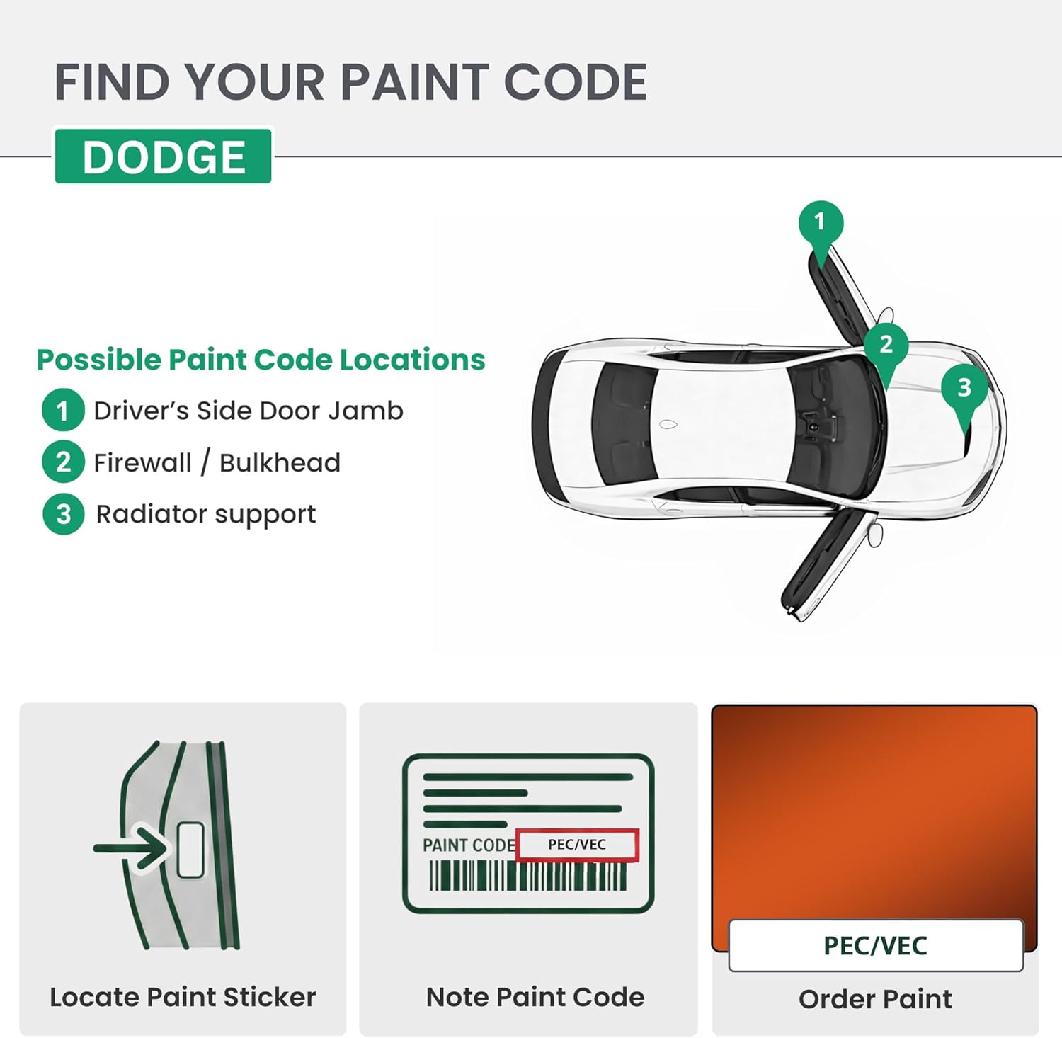 ERA Paints - PEC/VEC - Sinamon Stick Metallic for DODGE Exact OEM Color Match Automotive Touch Up Paint for Cars - Scratch & Chip Repair for Metal & Plastic - Premium Kit - Made in USA