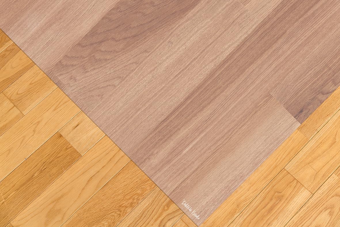 DobleUve Estudio Vinyl Teppich Holzoptik | Beige | 65x110 cm | Waschbarer Rutschfester Küchenläufer | Kinder | Wohnzimmer | Vinylboden PVC