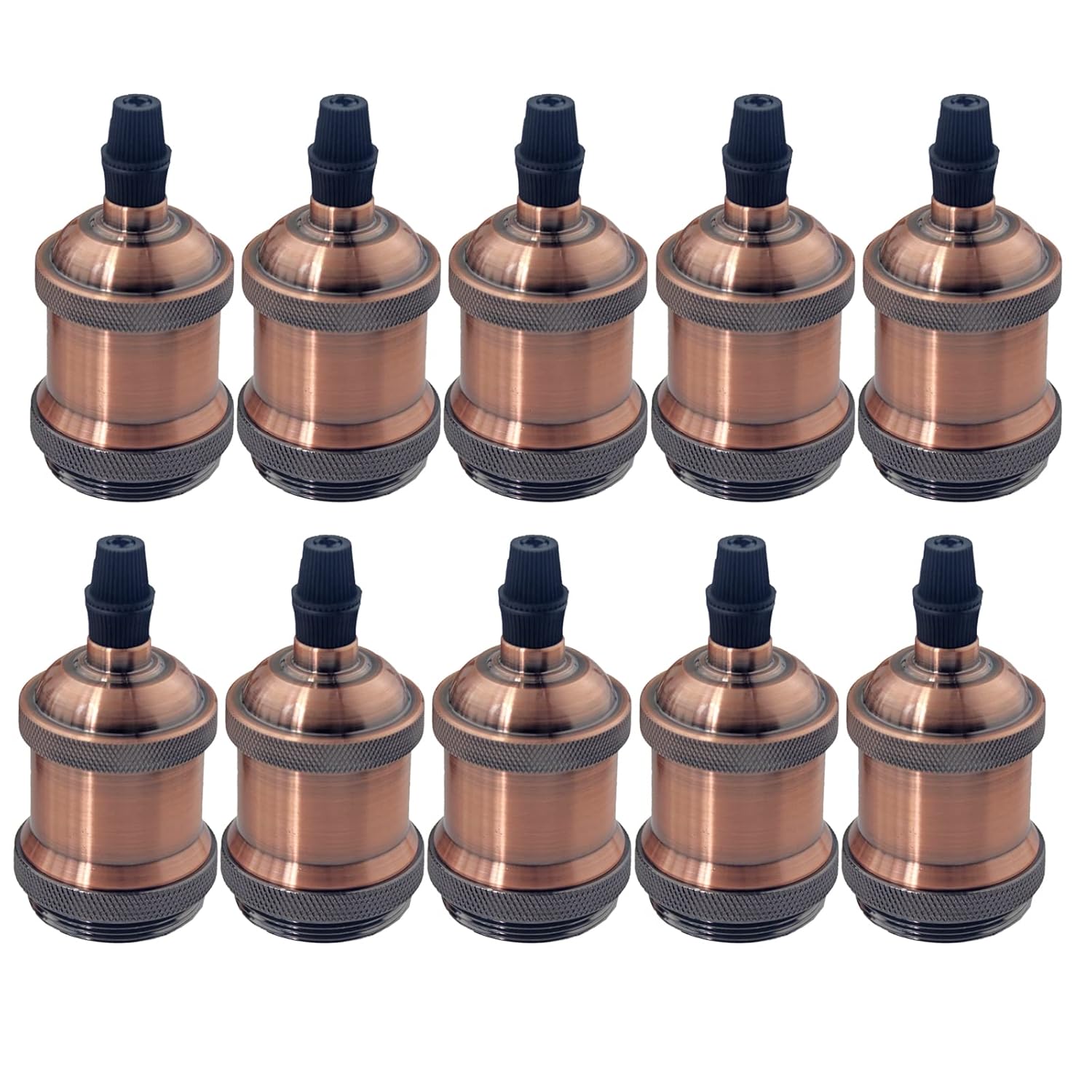 REXTiN 10pcs E26 Vintage Lamp Socket Pendant Bulb Socket E26 E27 Vintage Bulb Holders Ceramic for DIY Lighting Bulbs Industrial Decorative (Red Bronze 10pcs)