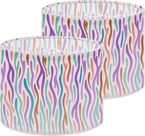Lamp Shades Set of 2 Animal seamless Zebra texture Mammals Fur Neon color bright Print skin Drum lampshades for Floor Lamps Table Lamps Pendant