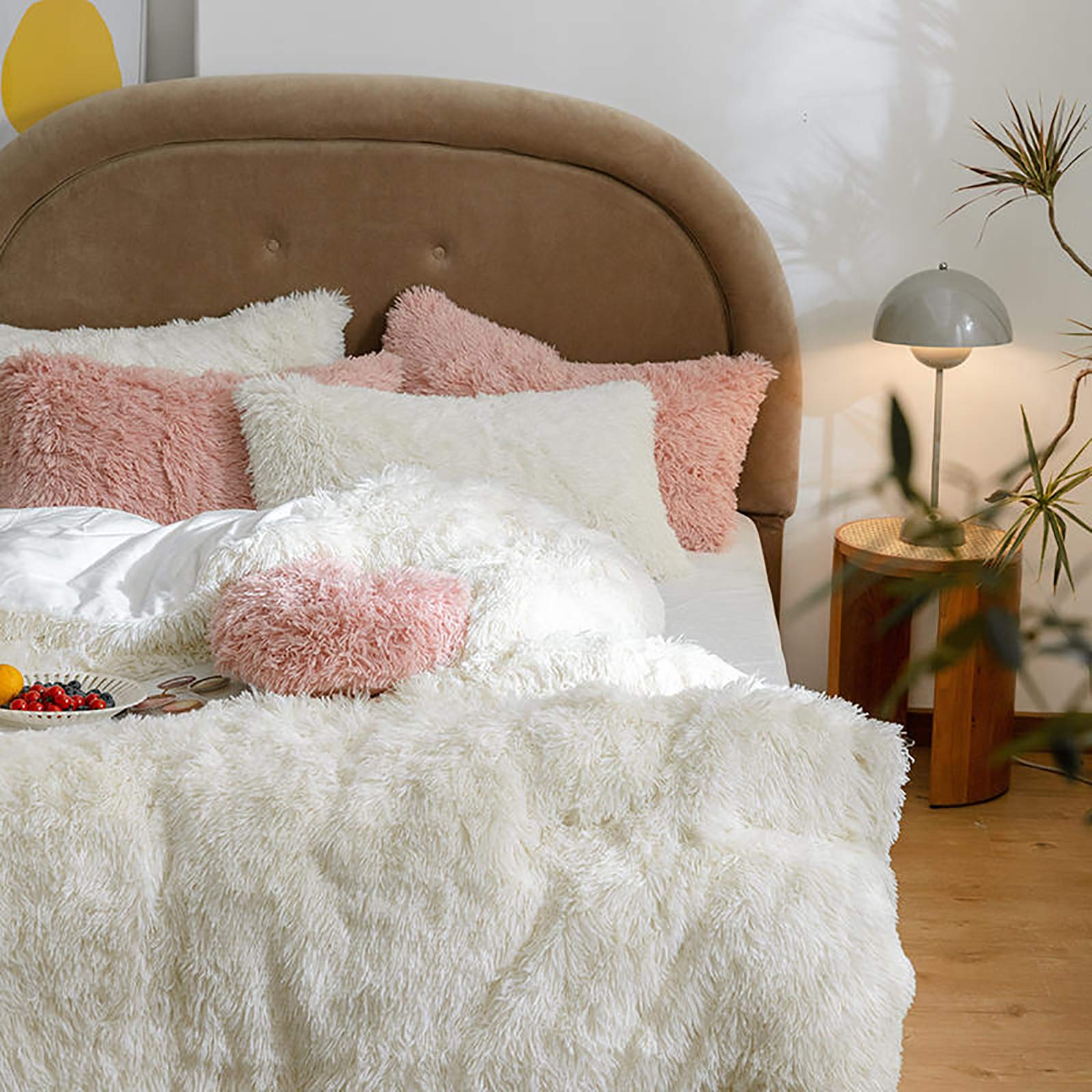 Housse de couette flanelle de luxe au fini esthétique fausse fourrure