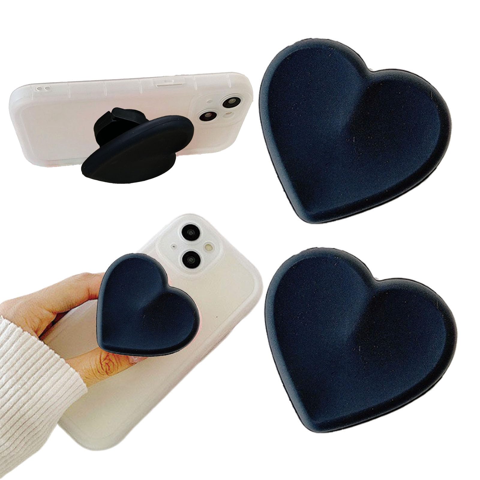 2PCS Heart-Shaped Silicone Mobile Phone Grip Stand, Collapsible Cellphone Finger Grip Holder for Smartphone Tablet Cell Phone Accessory Compatible phone case (Pink) — view 13