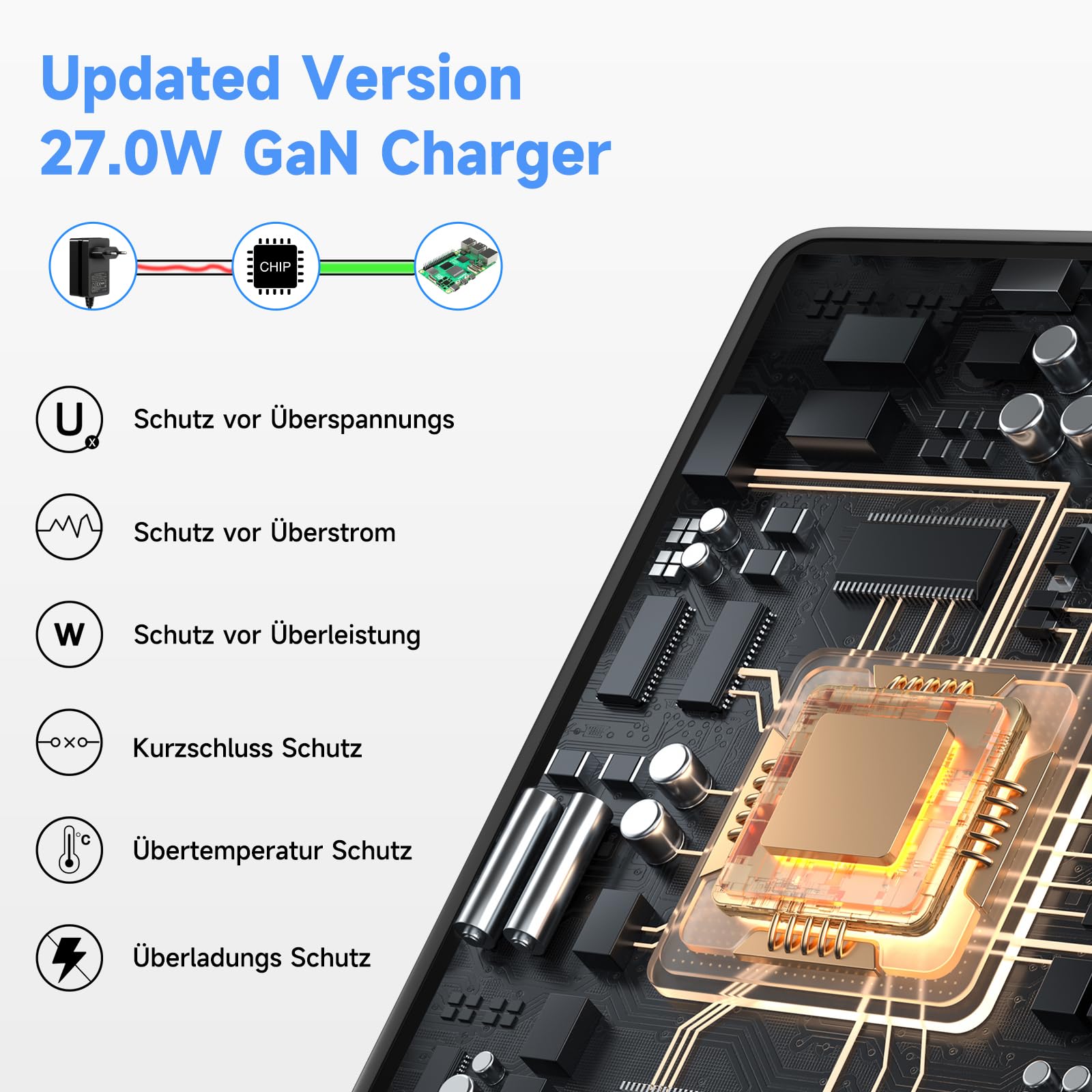 Raspberry Pi 5 voeding, 5,1 V 5 A 27 W PD voeding USB-C Raspberry Pi 5 4 GB/8 GB