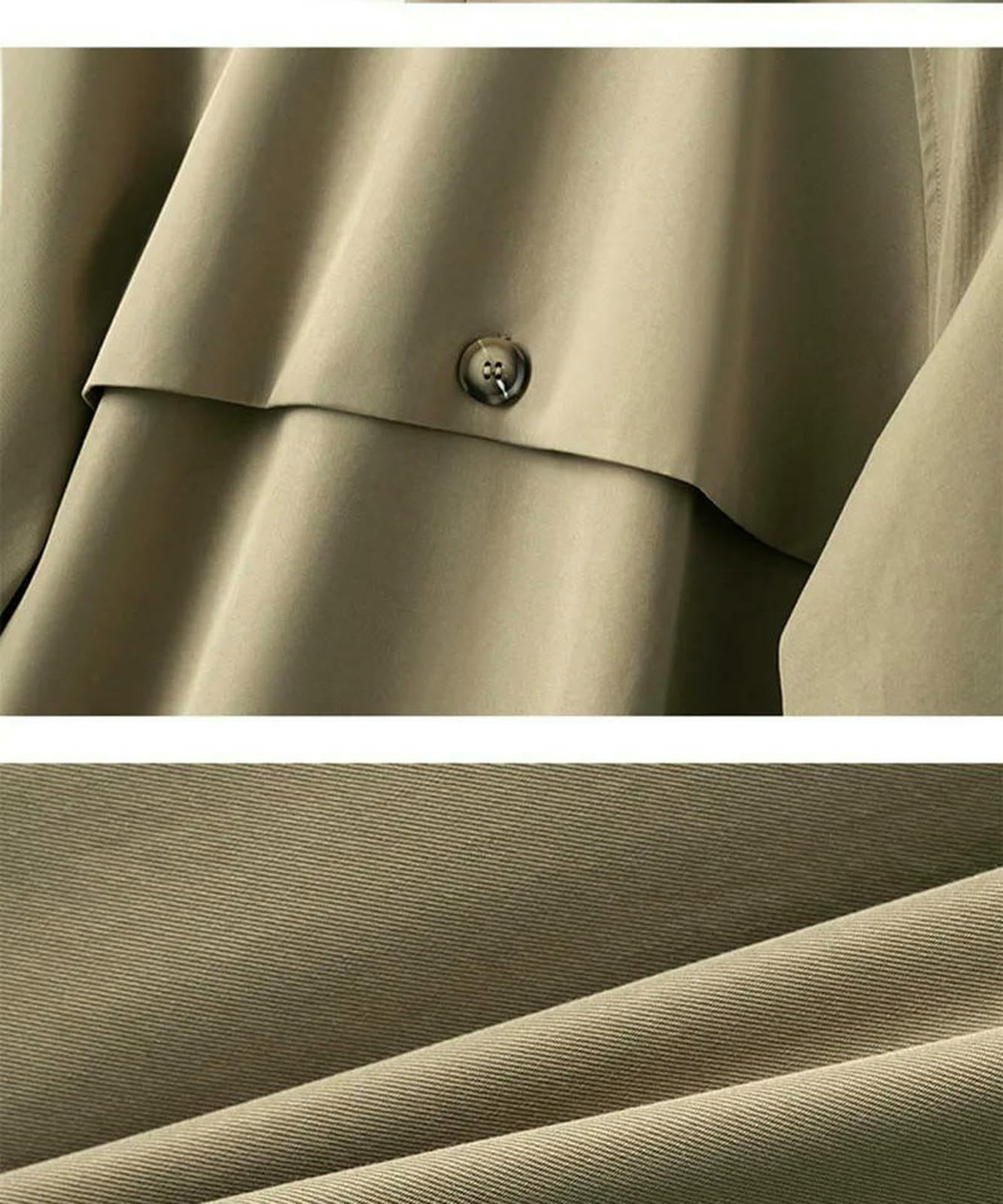 Abbigliamento Donna Trench Women Khaki Casualmente Capo Sciolte Corea Elegante Giacca da Donna Autunnale A metà Lunghezza-Verde-m