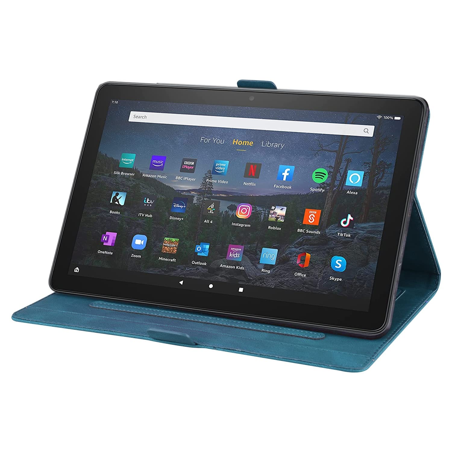 Podróż na tablecie Dla Kindle Fire HD 8. Tablet 2018/2017/2016 Case / 7. 6. Motyl wytłoczony stojak składany pokrywa ochronna Pu Skórzana klapka Slot PC. Sprawa(Blu)