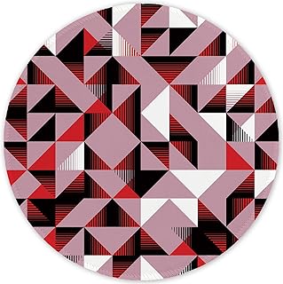 ITNRSIIET [20% Larger Mouse Pad with Stitched Edge Premium-Textured Mouse Mat Waterproof Non-Slip Rubber Base Round Mousepad for Laptop PC Office 8.7×8.7×0.12 inches, Triangle Mesh