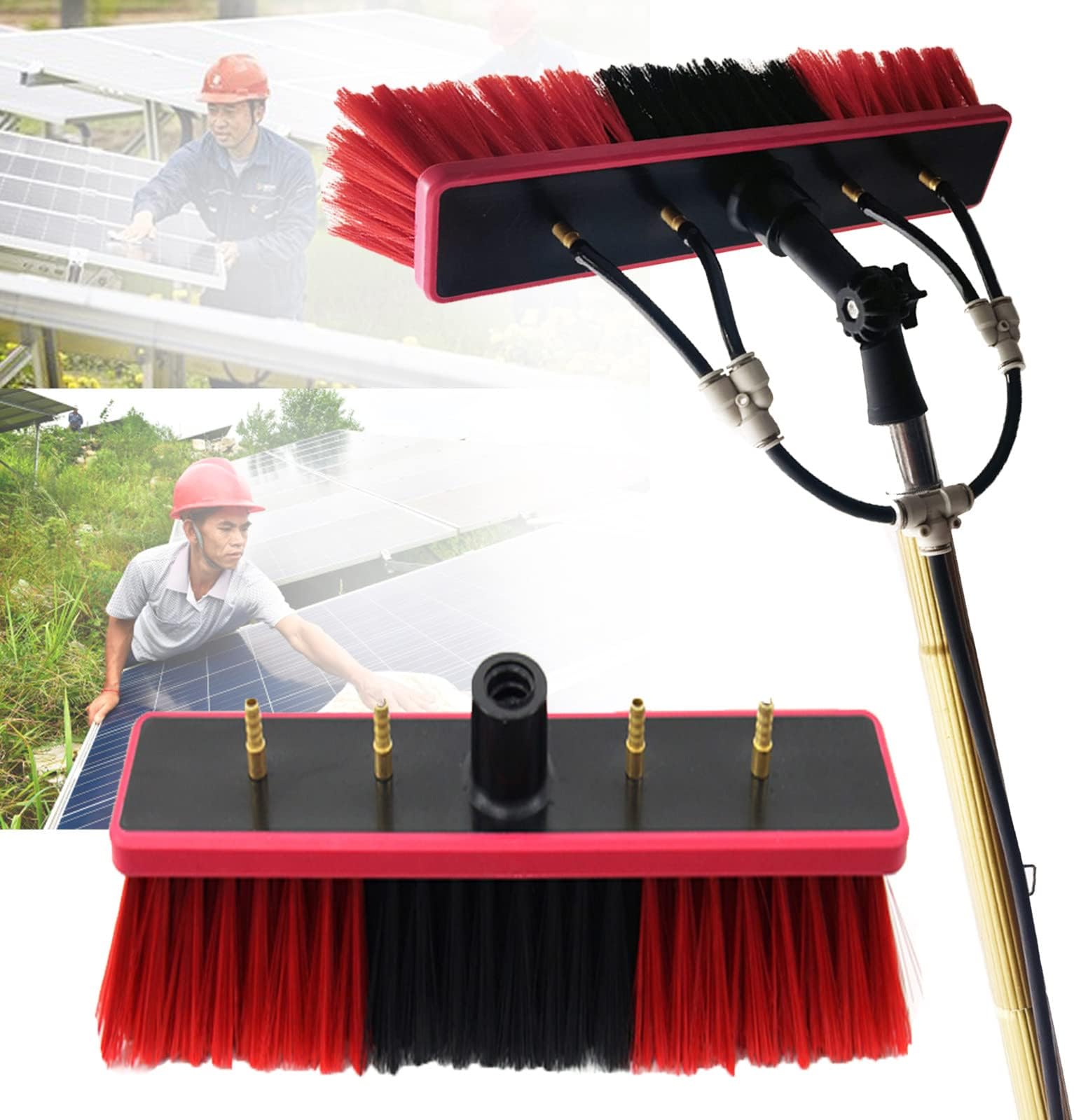3.6m 7m 9m window cleaning pole, water/hose powered pole, photovoltaic and solar panel cleaning kit, window cleaning brush equipment, telesc cleaning brush