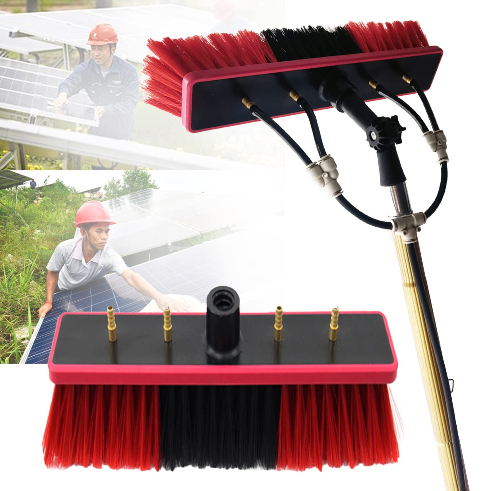 Équipement de brosse de nettoyage de vitres télescopique avec manche hydro-alimenté