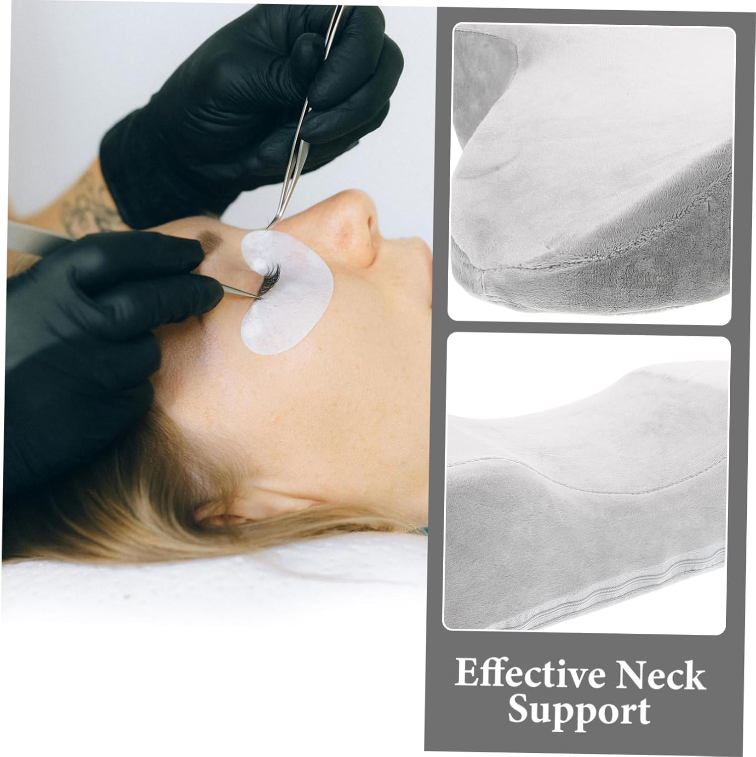 U Shaped Eyelash Extension Neck Pillow with Memory Foam Comfortable Cushion for Salon Chair Cervical Spine Relief and Neck Fatigue Release Skin Friendly Gray Cushion for Home Salon