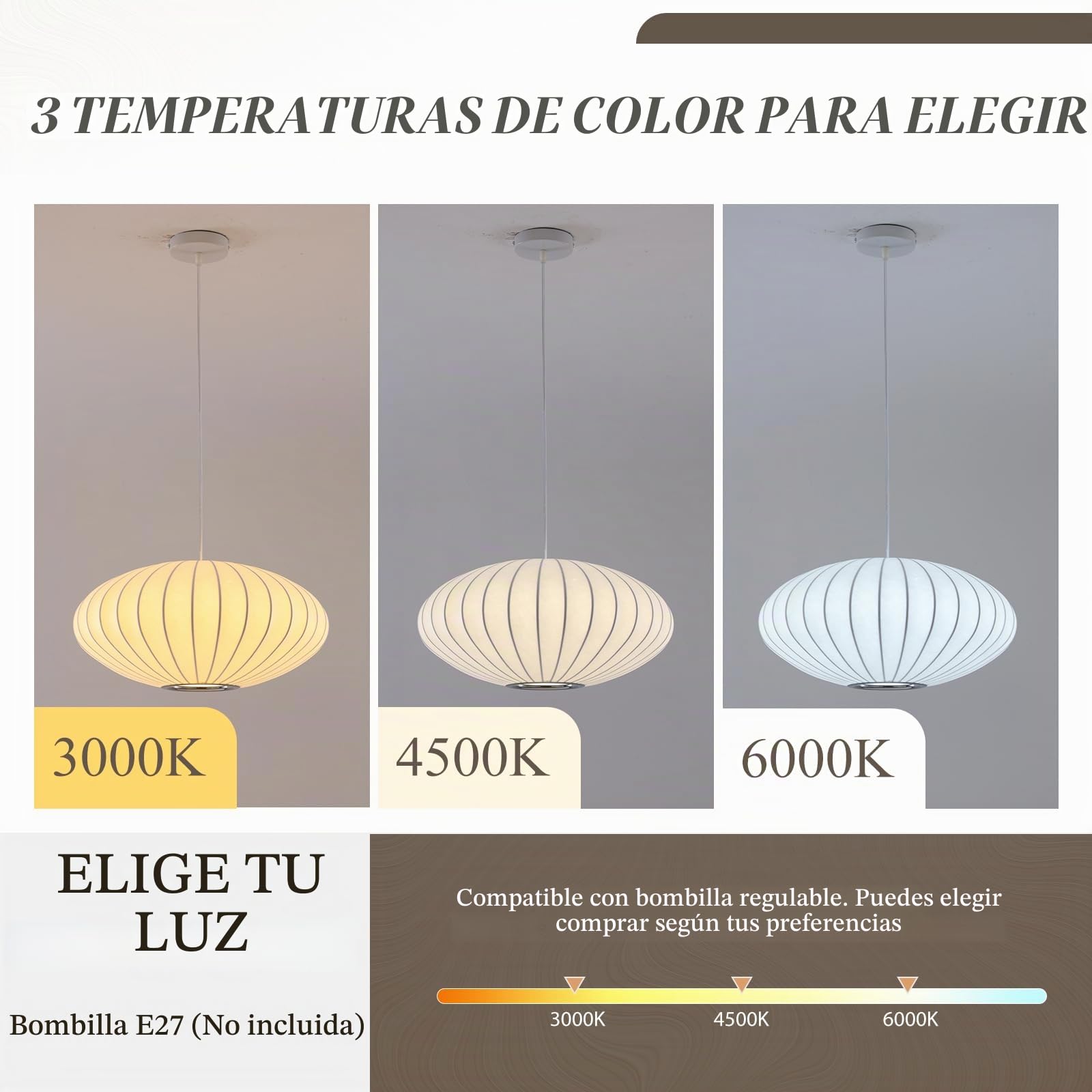 Lámpara de araña Moderna Lampara Tela Linterna Estilo Burbuja Blanca Iluminación colgante Japonés Lamparas Seda Sintética lámpara Capullo Para Sala de Estar Comedore Dormitorio Y Pasillo 40cm