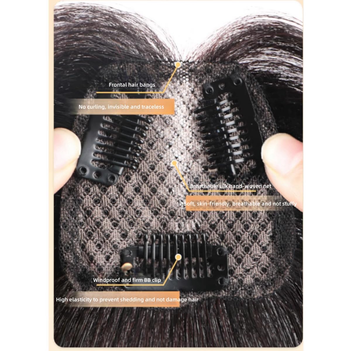 Natural,10（inch）,Frauen Clip in Pony, 100% Haarteil Echthaar Bangs Extensions Echthaar One Piece Human Hair Clip in Pony Für Das Tägliche Tragen