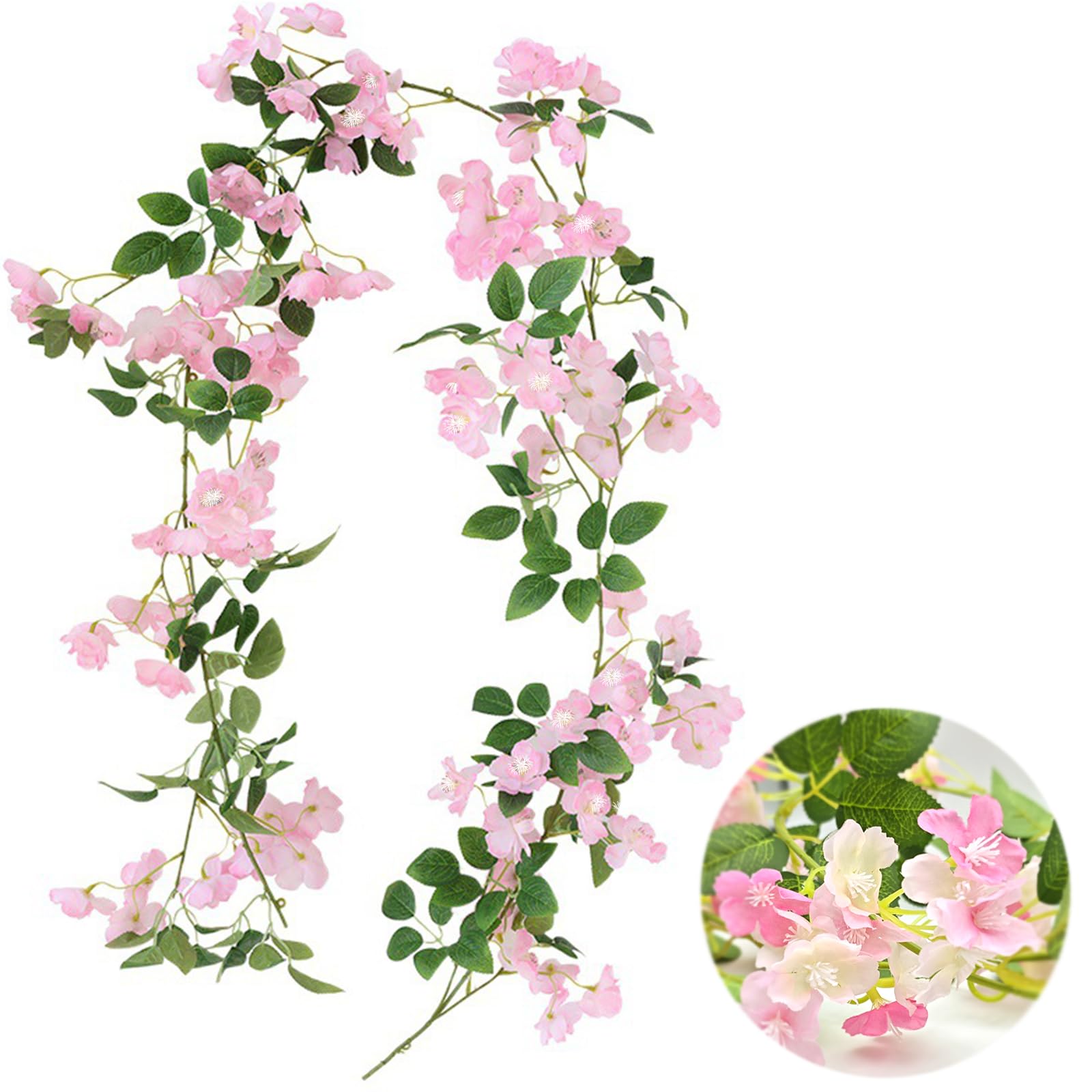 175cm Kunstblumen Hängend, Künstliche Kirschblüten Girlande Blumenranke, Blumengirlande Deko, Blumen Girlande Frühling, Blumengirlande Künstlich, Wie Echt Blumenranken Künstlich Hängepflanze
