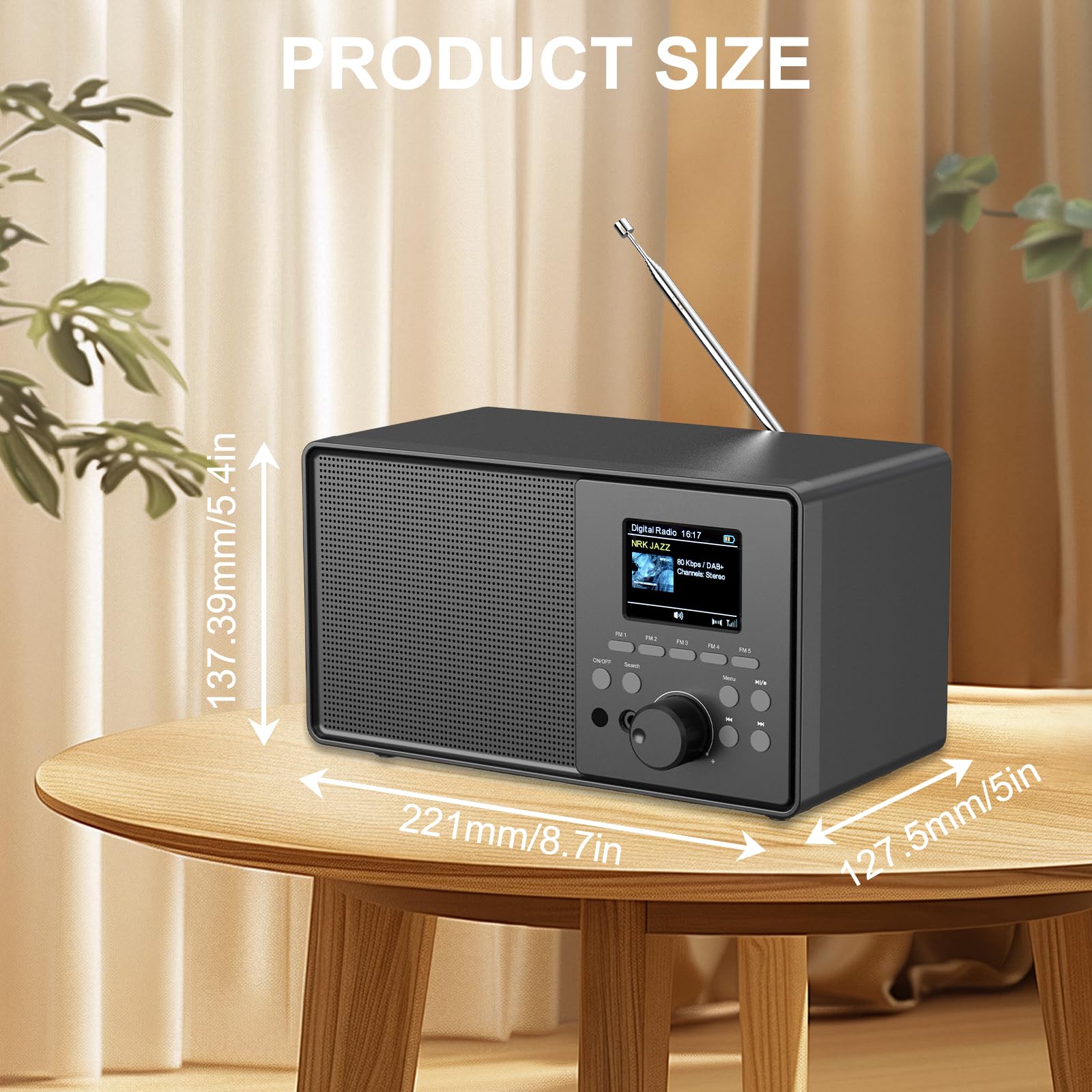 Radio rétro HABOWN Dab+/Dab avec Bluetooth 5.0 et télécommande, Design nostalgique avec écran Couleur 2,4 Pouces, Double réveil + 30 Stations préréglées, USB/AUX, minuterie de Mise en Veille, Radio d