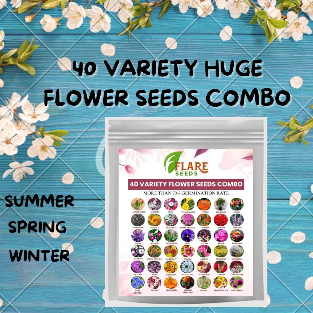 FLARE SEEDS India's Most popular Flower Seeds Outdoor Combo of 40 Packet of Seeds Garden Flower Seeds Pack Perfect Pack for Home Garden 3