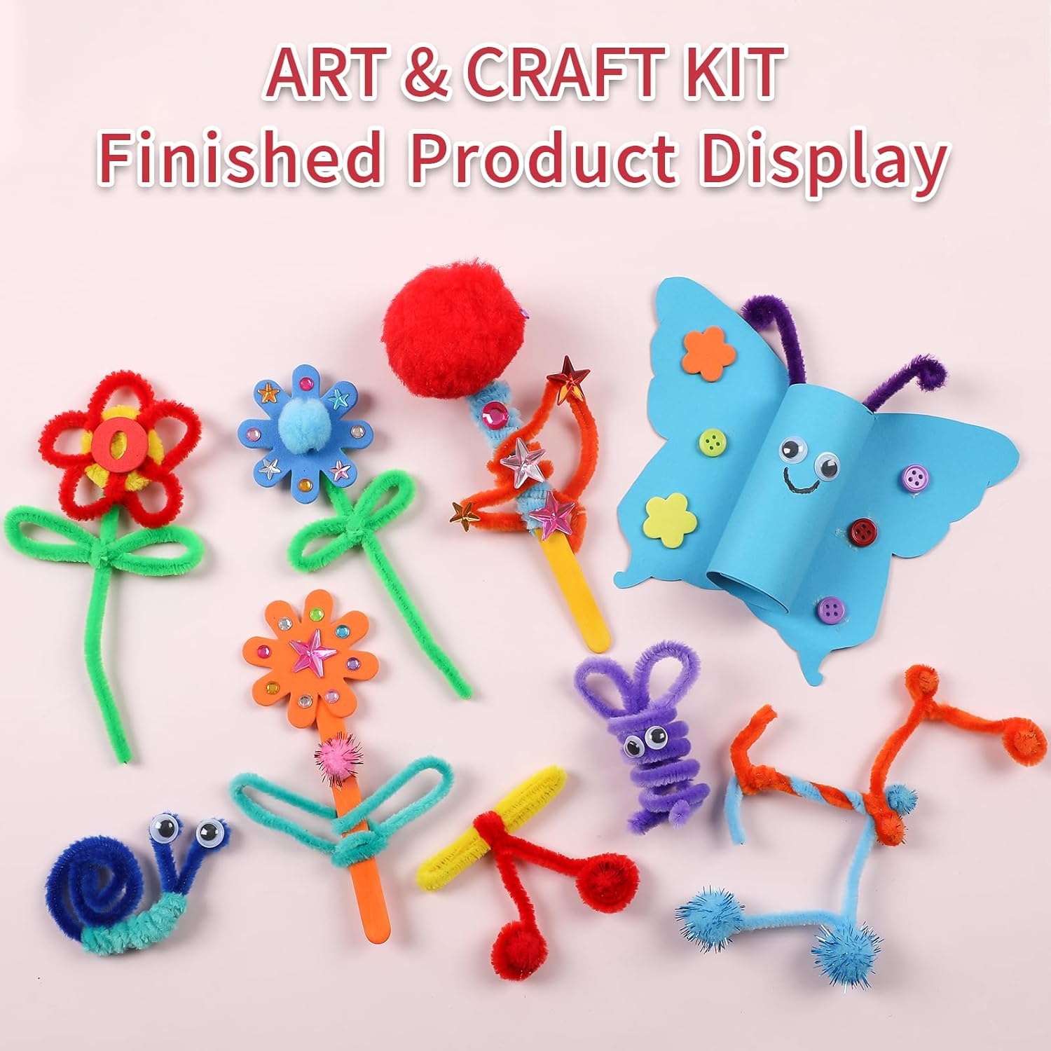 Piucrty Bastelkoffer Bastelset Kinder 3-10 Jahre Bastelzubehör Bastelkiste Kindergeburtstag Basteln Mädchen Diy Kit Set Bastelmaterial Bastelkiste Bastelsachen Bastelbox Geschenke Bastelutensilien