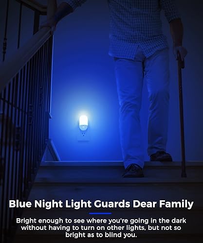 Miniatura 3 de LOHAS - Luz nocturna azul, luces nocturnas enchufables a la pared, luz nocturna LED de 0.6 W, sensor de atardecer a amanecer, brillo ajustable de