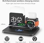 7 in 1 Charging Station for iPhone, Alarm Clock, Night Light, Wireless Charger for iPhone 16 15 14 13 12 11 X Pro Max & Apple Watch - Charging Stand Dock for AirPods