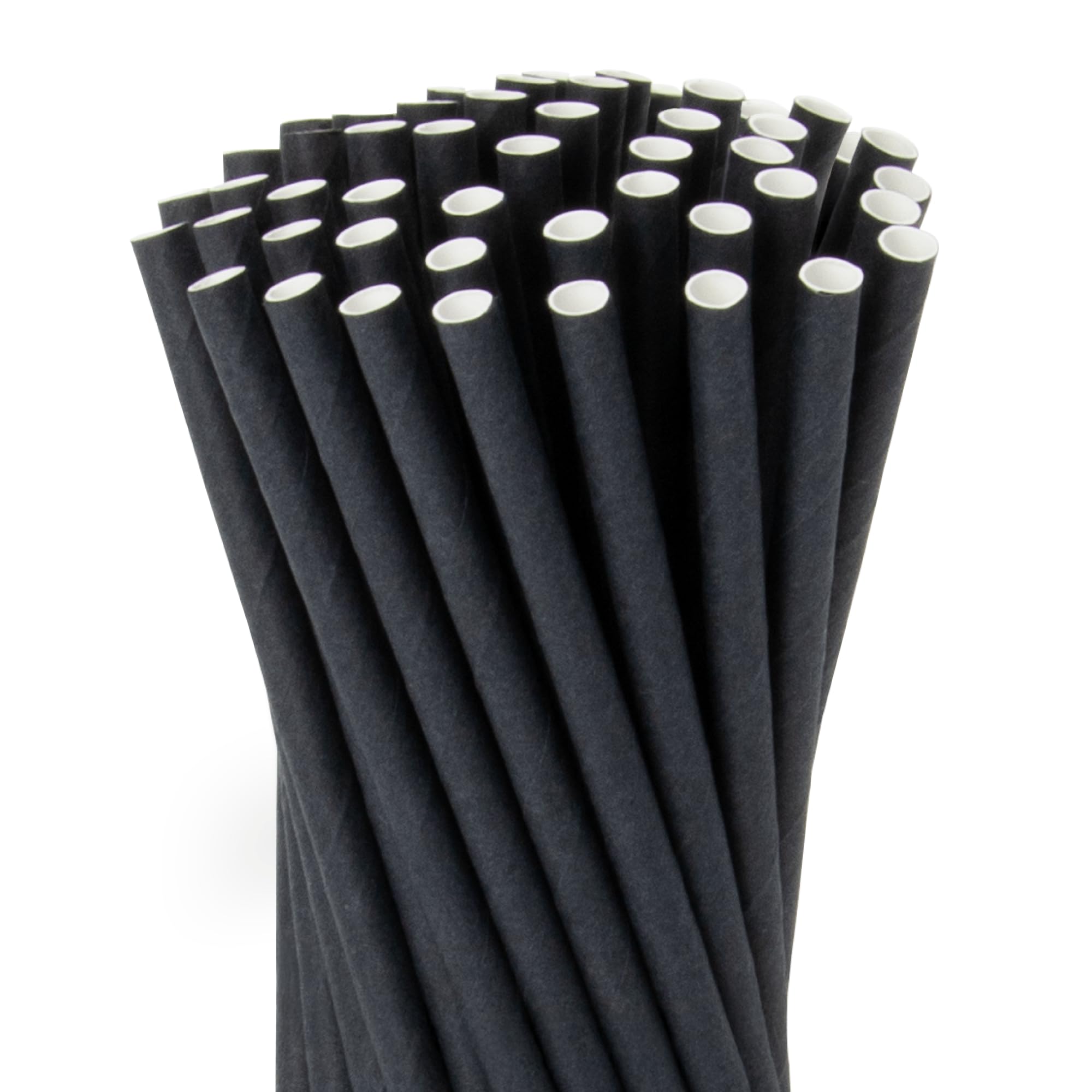 Wisefood Cannucce di carta [20 cm Ø 8] decorazioni per feste [nero] cannucce alternative senza plastica per compleanno, matrimonio, fai da te, 500 pezzi, per cocktail, bevande, cola, energia, drink