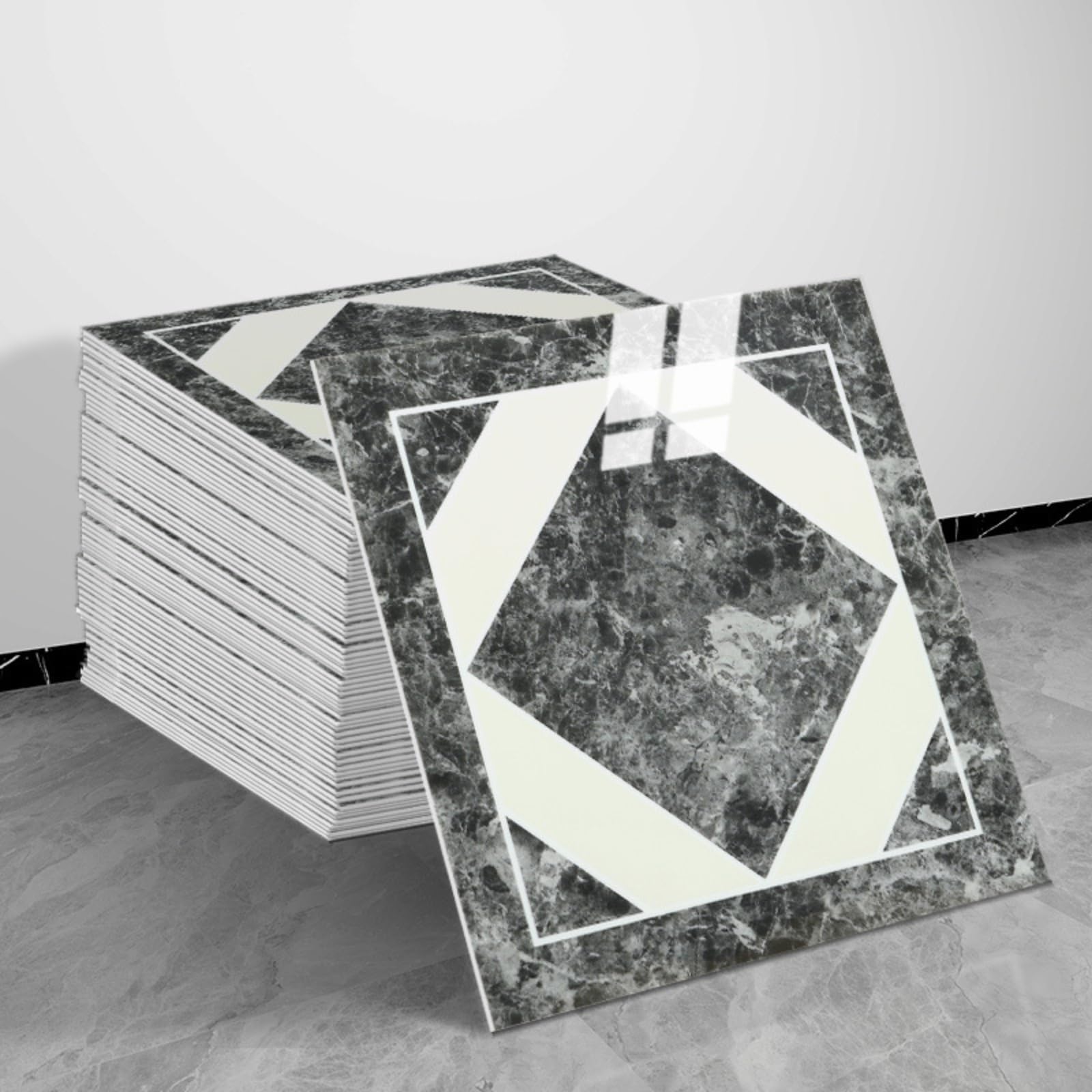 Wall Tile Stickers, Marble Effect Vinyl Floor Tiles, 20pcs-30x30cm Self-Adhesive Peel & Stick Wall/Floor Stickers, Waterproof Removable Decor (20pcs-30x30cm,H-004)