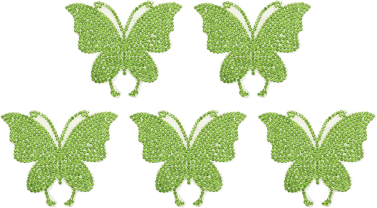 PATIKIL 5Pcs Butterfly Car Decals for Women, 2.8" x 2.4" Rhinestone Crystal Car Sticker Self Adhesive Glitter Sticker Decoration for Bumper Window Laptops Luggage, Light Green